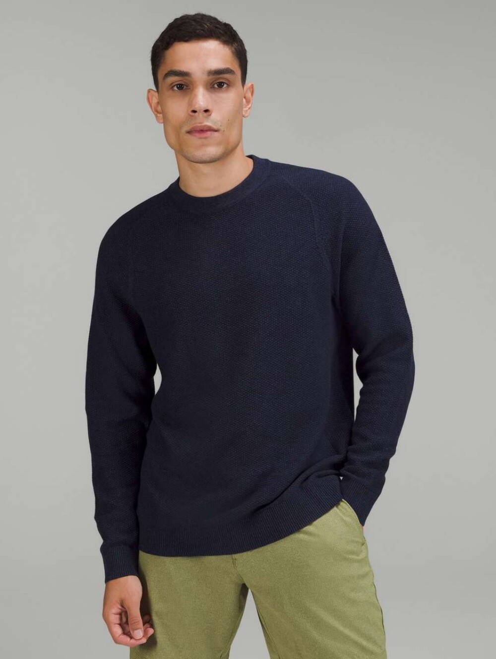 Lululemon Textured Knit Crewneck Sweater Heathered Classic Navy XS